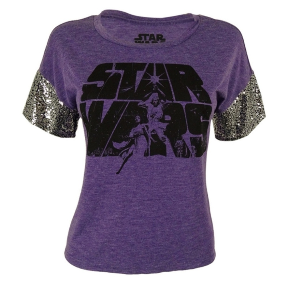 Star Wars Women's Crop Top Purple w/ Silver